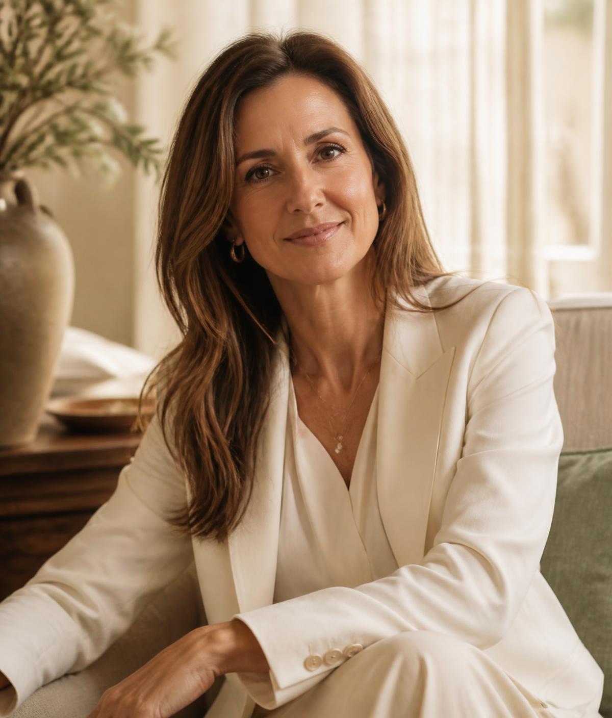Portrait of attorney Claire Renwick seated in a sunlit room